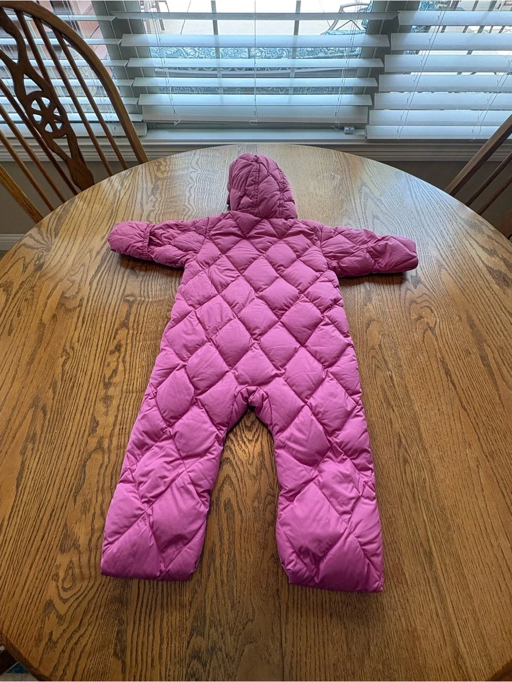 Lands End Pink Goose Down Baby Bunting Hooded Snowsuit Girl’s Size 6 Months SPOT